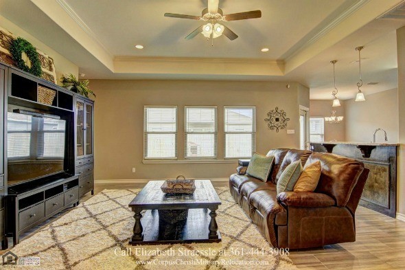 Homes for Sale in Corpus Christi TX - The bright and airy oversized living room of this Corpus Christi home is perfect for movie nights or hanging out with your friends and loved ones. 